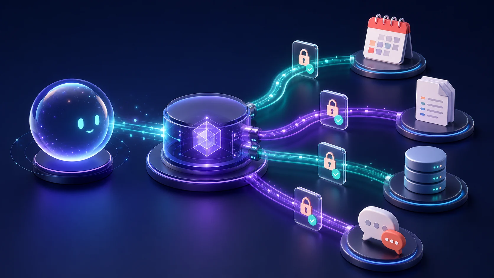 AI access calendars, documents, databases and messaging systems through controlled connectors